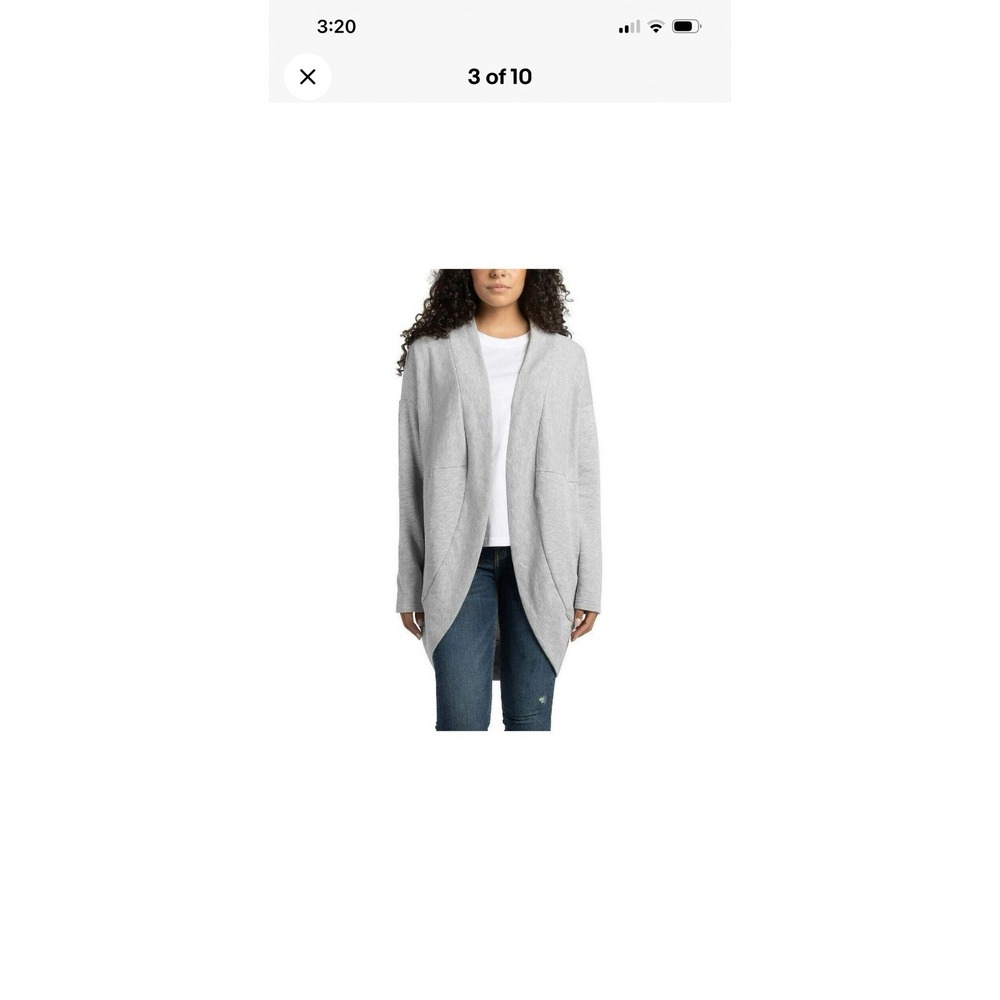 Ecothreads Ladies' Open Front Long Sleeve Fleece Cardigan, Gray, Size: XS